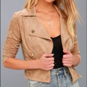 Orson Tan Vegan Suede Lace-up Moto Jacket